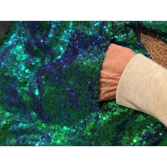 HAODUOYI Green Sequin Jacket | Metallic Sparkle Holiday Party Unisex | LARGE - Picture 9 of 9